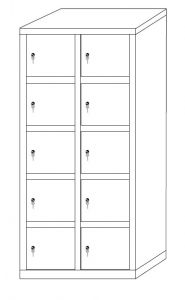 IN-Z.695.10 Mueble almacenaje multicompartimentos de zinc plastificado con 10 puertas - Dim. 80x40x180 H