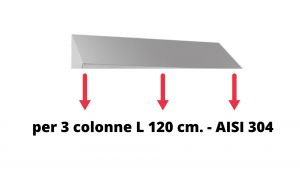 Toit incliné pour classeur en acier inoxydable AISI 304 avec 3 colonnes L 120 cm.