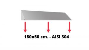 Toit incliné en acier inoxydable AISI 304 dim. 180x50cm. pour armoire IN-690.18.50