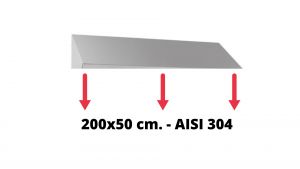Toit incliné en acier inoxydable AISI 304 dim. 200x50cm. pour armoire IN-690.20.50