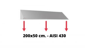 Toit incliné en acier inoxydable AISI 430 dim. 200x50cm. pour armoire IN-690.20.50.430
