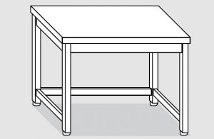 EUG2206-04 table sur pieds ECO cm 40x60x85h - plateau lisse - cadre inférieur sur 3 côtés