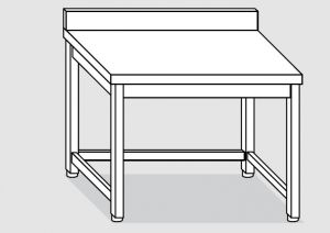 EUG2217-09 table sur pieds ECO 90x70x85h cm - plateau avec dosseret - cadre inférieur sur 3 côtés