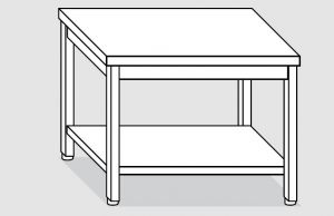 Table EUG2306-18 sur pieds ECO 180x60x85h cm - plateau lisse - étagère inférieure
