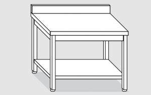 EUG2316-06 tavolo su gambe ECO cm 60x60x85h-piano con alzatina - ripiano inferiore