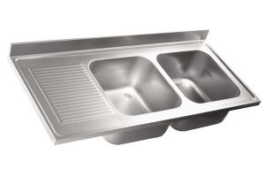 LV6026 Top sink Aisi304 stainless steel dim.1500X600 2 bowls 1 drainer left
