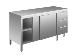 EU04001-20 tavolo armadio ECO cm 200x60x85h  piano liscio - porte scorr - cass 3c dx