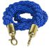 T106330 Cuerda azul 2 mosquetones de fijación color dorado para poste separador 1,5 m