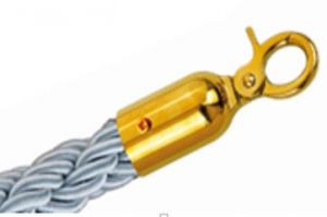 T106330 Cuerda gris 2 mosquetones de fijación color dorado para poste separador 1,5 m