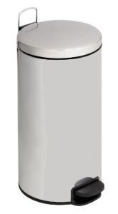 T112305 Polished stainless steel Pedal bin with silent closing lid 30 liters