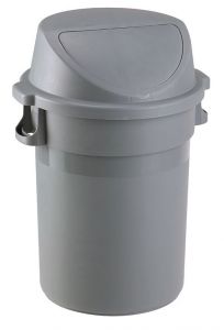 T114125 Push waste bin Grey plastic 80 liters
