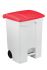 T115577 Mobile plastic pedal bin White 70 liters Red lid