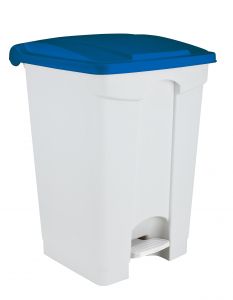 T115705 White Plastic pedal bin Blue lid 70 liters (Pack of 3 pieces)