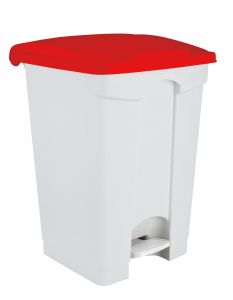 T115707 White Plastic pedal bin Red lid 70 liters (Pack of 3 pieces)