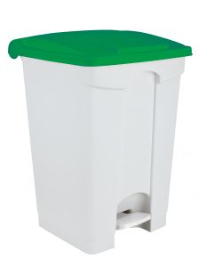 T115708 White Plastic pedal bin Green lid 70 liters (Pack of 3 pieces)