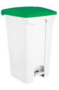 T115908 White Plastic pedal bin Green lid 90 liters (Pack of 3 pieces)