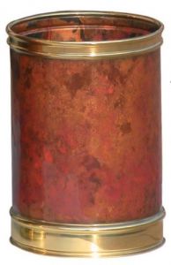 T700105 Papelera redonda de cobre con bordes laton 13 litros