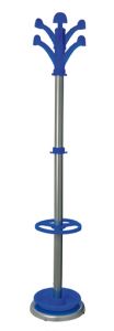 T703006 Coat stand 8 hooks Umbrella holder steel/polypropilene Blue