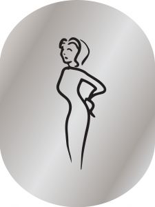 T719952 Plaque pictogramme aluminium satiné Toilettes Femme