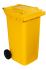 T766621 Yellow Plastic waste container for outdoor on 2 wheels 240 liters