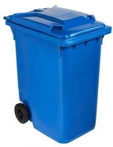 T766632 Blue Plastic waste container for outdoor on 2 wheels 240 liters