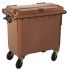 T766644 Brown Plastic waste container for outdoor on 4 wheels 660 liters