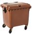 T766664 Brown Plastic waste container for outdoor on 4 wheels 1100 liters