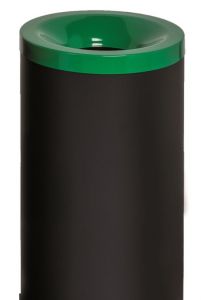 T770018 Corbeille à papier anti-feu métal noir avec couvercle Vert 50 litres 